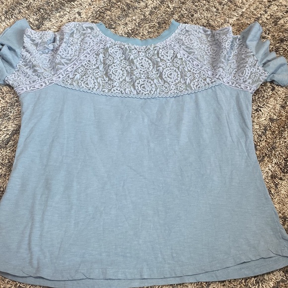 Hannah blue lace Short sleeve top size extra large - Picture 7 of 8